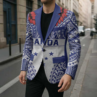 Personalised Toa Samoa Rugby Spirit Blazer White Samoan Tribal Pattern LT9 - Polynesian Pride