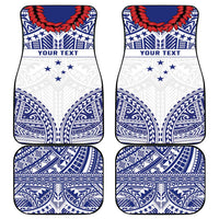 Personalised Toa Samoa Rugby Spirit Car Mats White Samoan Tribal Pattern LT9 - Polynesian Pride