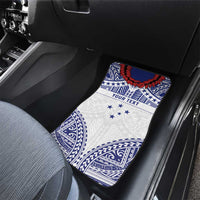 Personalised Toa Samoa Rugby Spirit Car Mats White Samoan Tribal Pattern LT9 - Polynesian Pride