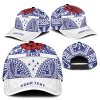 Personalised Toa Samoa Rugby Spirit Classic Cap White Samoan Tribal Pattern - Polynesian Pride