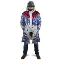 Personalised Toa Samoa Rugby Spirit Cloak White Samoan Tribal Pattern - Polynesian Pride