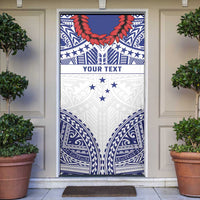 Personalised Toa Samoa Rugby Spirit Door Cover White Samoan Tribal Pattern - Polynesian Pride