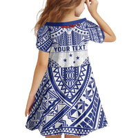 Personalised Toa Samoa Rugby Spirit Family Matching Off Shoulder Short Dress and Hawaiian Shirt White Samoan Tribal Pattern - Polynesian Pride