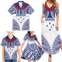 Personalised Toa Samoa Rugby Spirit Family Matching Summer Maxi Dress and Hawaiian Shirt White Samoan Tribal Pattern - Polynesian Pride