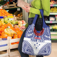 Personalised Toa Samoa Rugby Spirit Grocery Bag White Samoan Tribal Pattern - Polynesian Pride