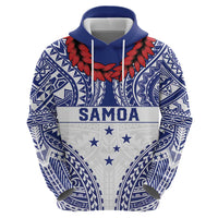 Personalised Toa Samoa Rugby Spirit Hoodie White Samoan Tribal Pattern - Polynesian Pride