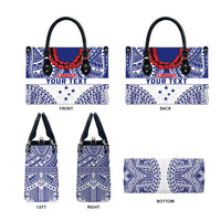 Personalised Toa Samoa Rugby Spirit Leather Bag White Samoan Tribal Pattern - Polynesian Pride