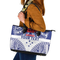 Personalised Toa Samoa Rugby Spirit Leather Tote Bag White Samoan Tribal Pattern LT9 White - Polynesian Pride