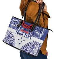 Personalised Toa Samoa Rugby Spirit Leather Tote Bag White Samoan Tribal Pattern LT9 - Polynesian Pride