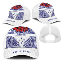 Personalised Toa Samoa Rugby Spirit Mesh Trucker Cap White Samoan Tribal Pattern LT9 - Polynesian Pride