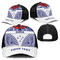 Personalised Toa Samoa Rugby Spirit Mesh Trucker Cap White Samoan Tribal Pattern LT9 - Polynesian Pride