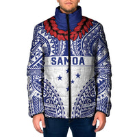 Personalised Toa Samoa Rugby Spirit Padded Jacket White Samoan Tribal Pattern LT9 Men White - Polynesian Pride