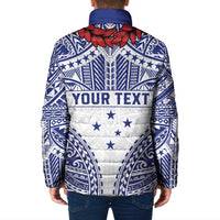 Personalised Toa Samoa Rugby Spirit Padded Jacket White Samoan Tribal Pattern LT9 - Polynesian Pride