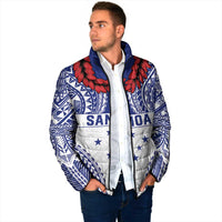 Personalised Toa Samoa Rugby Spirit Padded Jacket White Samoan Tribal Pattern LT9 - Polynesian Pride