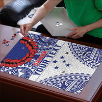 Personalised Toa Samoa Rugby Spirit Puzzle White Samoan Tribal Pattern LT9 - Polynesian Pride