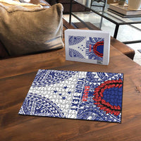 Personalised Toa Samoa Rugby Spirit Puzzle White Samoan Tribal Pattern LT9 - Polynesian Pride