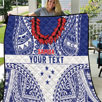 Personalised Toa Samoa Rugby Spirit Quilt White Samoan Tribal Pattern - Polynesian Pride