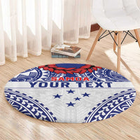 Personalised Toa Samoa Rugby Spirit Round Carpet White Samoan Tribal Pattern - Polynesian Pride