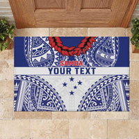 Personalised Toa Samoa Rugby Spirit Rubber Doormat White Samoan Tribal Pattern LT9 White - Polynesian Pride