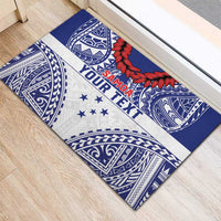 Personalised Toa Samoa Rugby Spirit Rubber Doormat White Samoan Tribal Pattern LT9 - Polynesian Pride