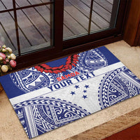 Personalised Toa Samoa Rugby Spirit Rubber Doormat White Samoan Tribal Pattern LT9 - Polynesian Pride