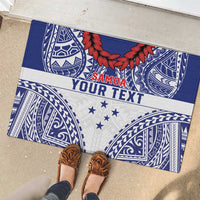 Personalised Toa Samoa Rugby Spirit Rubber Doormat White Samoan Tribal Pattern LT9 - Polynesian Pride