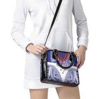 Personalised Toa Samoa Rugby Spirit Shoulder Handbag White Samoan Tribal Pattern - Polynesian Pride