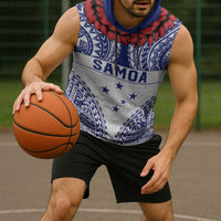 Personalised Toa Samoa Rugby Spirit Sleeveless Hoodie White Samoan Tribal Pattern - Polynesian Pride