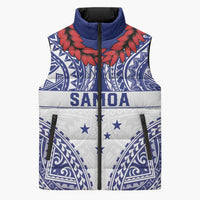Personalised Toa Samoa Rugby Spirit Sleeveless Puffer Jacket White Samoan Tribal Pattern LT9 Unisex White - Polynesian Pride