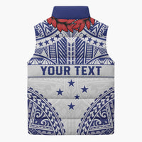 Personalised Toa Samoa Rugby Spirit Sleeveless Puffer Jacket White Samoan Tribal Pattern LT9 - Polynesian Pride