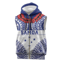 Personalised Toa Samoa Rugby Spirit Sleeveless Zip Hoodie White Samoan Tribal Pattern LT9 White - Polynesian Pride
