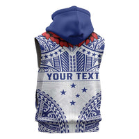 Personalised Toa Samoa Rugby Spirit Sleeveless Zip Hoodie White Samoan Tribal Pattern LT9 - Polynesian Pride