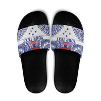 Personalised Toa Samoa Rugby Spirit Slide Sandals White Samoan Tribal Pattern LT9 White - Polynesian Pride