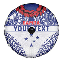 Personalised Toa Samoa Rugby Spirit Spare Tire Cover White Samoan Tribal Pattern - Polynesian Pride