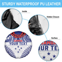 Personalised Toa Samoa Rugby Spirit Spare Tire Cover White Samoan Tribal Pattern - Polynesian Pride