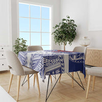 Personalised Toa Samoa Rugby Spirit Tablecloth White Samoan Tribal Pattern - Polynesian Pride