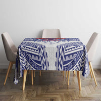 Personalised Toa Samoa Rugby Spirit Tablecloth White Samoan Tribal Pattern - Polynesian Pride