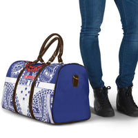 Personalised Toa Samoa Rugby Spirit Travel Bag White Samoan Tribal Pattern - Polynesian Pride