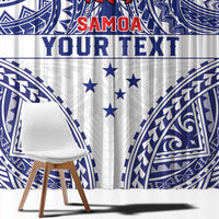 Personalised Toa Samoa Rugby Spirit Window Curtain White Samoan Tribal Pattern - Polynesian Pride