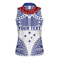 Personalised Toa Samoa Rugby Spirit Women Sleeveless Polo Shirt White Samoan Tribal Pattern LT9 - Polynesian Pride
