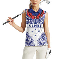 Personalised Toa Samoa Rugby Spirit Women Sleeveless Polo Shirt White Samoan Tribal Pattern LT9 - Polynesian Pride