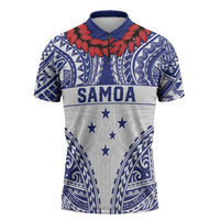 Personalised Toa Samoa Rugby Spirit Zipper Polo Shirt White Samoan Tribal Pattern LT9 White - Polynesian Pride