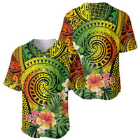 Polynesia Baseball Jersey Pasifika Tribal with Tropical Flowers LT9 - Polynesian Pride