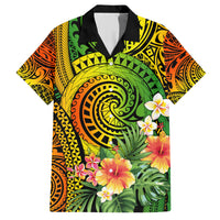 Polynesia Family Matching Short Sleeve Bodycon Dress and Hawaiian Shirt Pasifika Tribal with Tropical Flowers LT9 Dad's Shirt - Short Sleeve Reggae - Polynesian Pride
