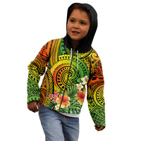 Polynesia Kid Hoodie Pasifika Tribal with Tropical Flowers LT9 - Polynesian Pride
