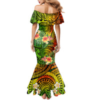 Polynesia Mermaid Dress Pasifika Tribal with Tropical Flowers LT9 - Polynesian Pride