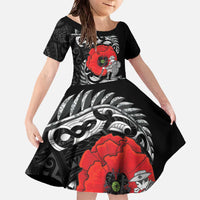 ANZAC Day Aotearoa Silver Fern Maori Personalised Family Matching Off The Shoulder Long Sleeve Dress and Hawaiian Shirt