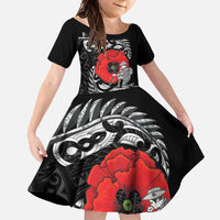 ANZAC Day Aotearoa Silver Fern Maori Personalised Family Matching Off Shoulder Maxi Dress and Hawaiian Shirt