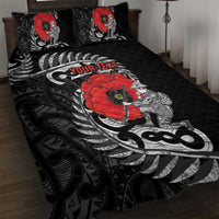 ANZAC Day Aotearoa Silver Fern Maori Personalised Quilt Bed Set LT9 Black - Polynesian Pride