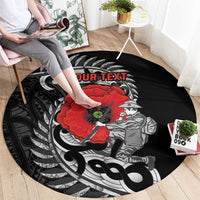 ANZAC Day Aotearoa Silver Fern Maori Personalised Round Carpet